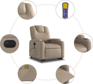 vidaXL Rozkładany fotel pionizujący z masażem, elektryczny, cappuccino 8
