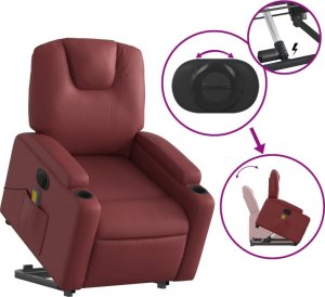vidaXL Rozkładany fotel pionizujący z masażem, elektryczny, bordowy 11