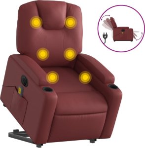 vidaXL Rozkładany fotel pionizujący z masażem, elektryczny, bordowy 2