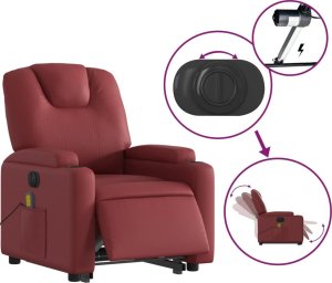 vidaXL Rozkładany fotel pionizujący z masażem, elektryczny, bordowy 6