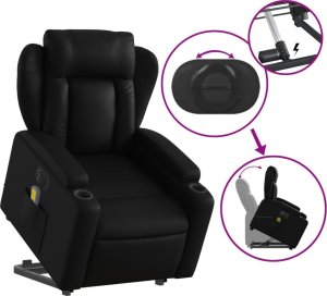 vidaXL Rozkładany fotel pionizujący z masażem, elektryczny, czarny 11