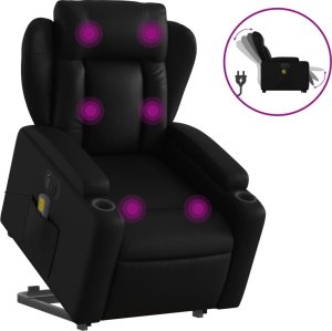 vidaXL Rozkładany fotel pionizujący z masażem, elektryczny, czarny 2