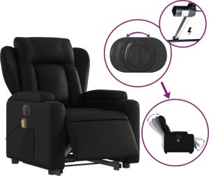 vidaXL Rozkładany fotel pionizujący z masażem, elektryczny, czarny 6