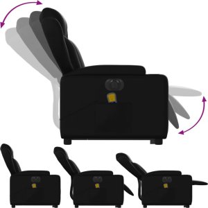 vidaXL Rozkładany fotel pionizujący z masażem, elektryczny, czarny 7