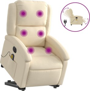 vidaXL Podnoszony fotel masujący, elektryczny, rozkładany, kremowy 2