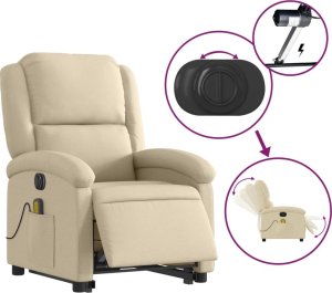 vidaXL Podnoszony fotel masujący, elektryczny, rozkładany, kremowy 6