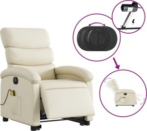 vidaXL Rozkładany fotel pionizujący z masażem, elektryczny, kremowy 5