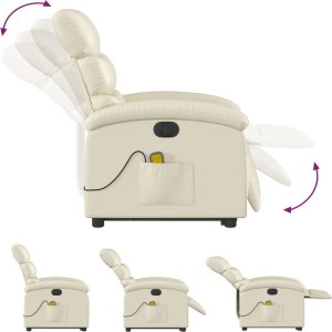 vidaXL Rozkładany fotel pionizujący z masażem, elektryczny, kremowy 6