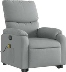 vidaXL Podnoszony fotel masujący, rozkładany, jasnoszary, tkanina 4