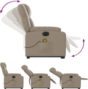 vidaXL Rozkładany fotel pionizujący z masażem, elektryczny, cappuccino 7