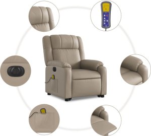 vidaXL Rozkładany fotel pionizujący z masażem, elektryczny, cappuccino 8