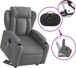 vidaXL Podnoszony fotel masujący, elektryczny, rozkładany, ciemnoszary 11