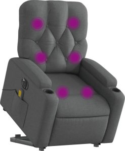 vidaXL Podnoszony fotel masujący, elektryczny, rozkładany, ciemnoszary 3