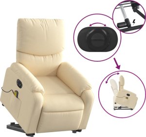 vidaXL Podnoszony fotel masujący, elektryczny, rozkładany, kremowy 11