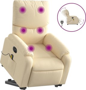 vidaXL Podnoszony fotel masujący, elektryczny, rozkładany, kremowy 2