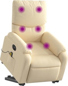 vidaXL Podnoszony fotel masujący, elektryczny, rozkładany, kremowy 3
