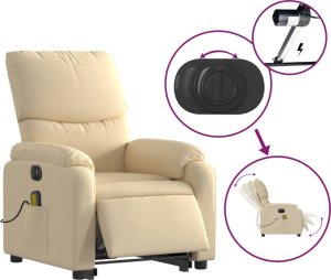 vidaXL Podnoszony fotel masujący, elektryczny, rozkładany, kremowy 6