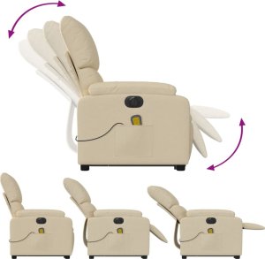 vidaXL Podnoszony fotel masujący, elektryczny, rozkładany, kremowy 7
