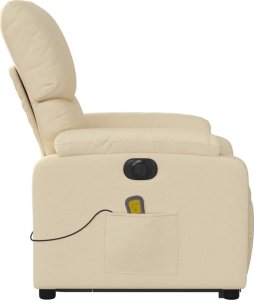 vidaXL Podnoszony fotel masujący, elektryczny, rozkładany, kremowy 10
