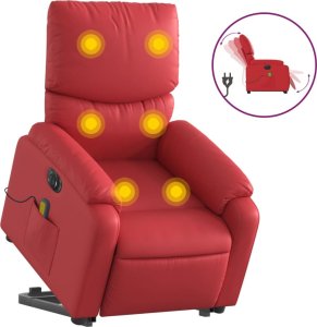 vidaXL Rozkładany fotel pionizujący z masażem, elektryczny, czerwony 2