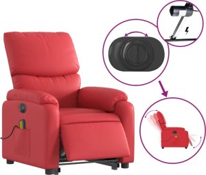 vidaXL Rozkładany fotel pionizujący z masażem, elektryczny, czerwony 5