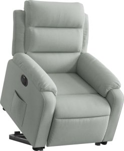 vidaXL Elektryczny, podnoszony fotel rozkładany, jasnoszary, aksamit 3