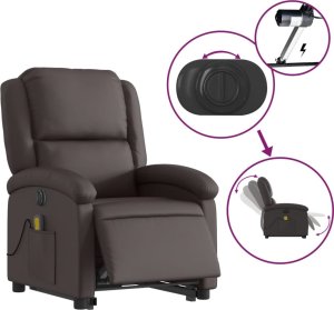 vidaXL Masujący fotel podnoszony, rozkładany, ciemny brąz, skórzany 6