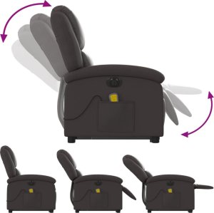 vidaXL Masujący fotel podnoszony, rozkładany, ciemny brąz, skórzany 7