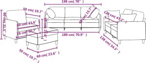 vidaXL 4-cz. komplet wypoczynkowy z poduszkami, jasnoszary, tkanina 12
