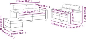 vidaXL 3-cz. komplet wypoczynkowy z poduszkami, jasnoszary, mikrofibra 9