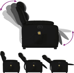 vidaXL Rozkładany fotel pionizujący z masażem, elektryczny, czarny 6