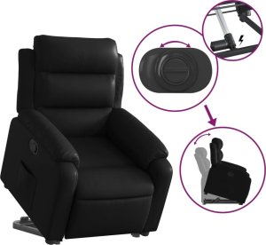 vidaXL Podnoszony fotel rozkładany, czarny, obity sztuczną skórą 5