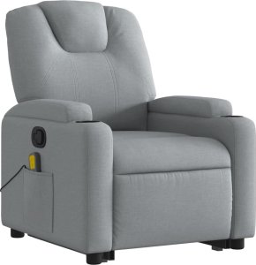 vidaXL Podnoszony fotel masujący, rozkładany, jasnoszary, tkanina 4