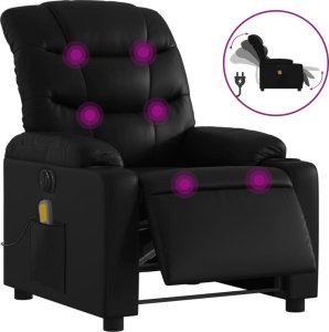 vidaXL Rozkładany fotel masujący, elektryczny, czarny, sztuczna skóra 2