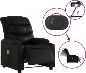 vidaXL Rozkładany fotel masujący, elektryczny, czarny, sztuczna skóra 6