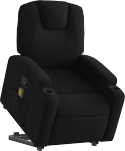 vidaXL Podnoszony fotel masujący, rozkładany, czarny, obity tkaniną 3