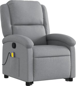 vidaXL Podnoszony fotel masujący, rozkładany, jasnoszary, tkanina 4
