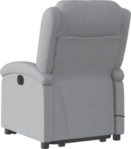 vidaXL Podnoszony fotel masujący, rozkładany, jasnoszary, tkanina 5