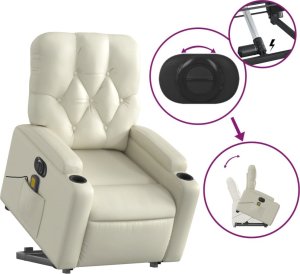 vidaXL Rozkładany fotel pionizujący z masażem, elektryczny, kremowy 11
