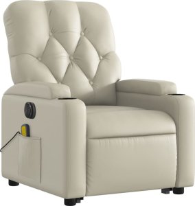 vidaXL Rozkładany fotel pionizujący z masażem, elektryczny, kremowy 4
