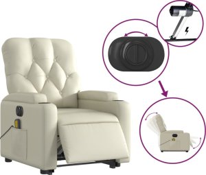 vidaXL Rozkładany fotel pionizujący z masażem, elektryczny, kremowy 6