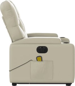 vidaXL Rozkładany fotel pionizujący z masażem, elektryczny, kremowy 10