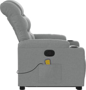 vidaXL Podnoszony fotel masujący, rozkładany, jasnoszary, tkanina 10