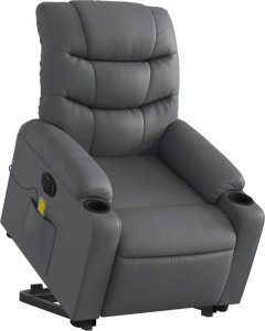 vidaXL Rozkładany fotel pionizujący z masażem, elektryczny, szary 3