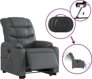 vidaXL Rozkładany fotel pionizujący z masażem, elektryczny, szary 6