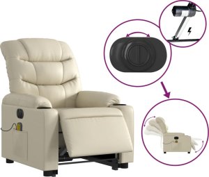 vidaXL Rozkładany fotel pionizujący z masażem, elektryczny, kremowy 6