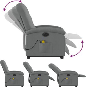 vidaXL Podnoszony fotel masujący, elektryczny, rozkładany, ciemnoszary 6