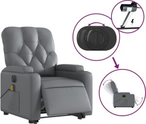 vidaXL Rozkładany fotel pionizujący z masażem, elektryczny, szary 6