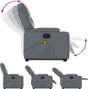 vidaXL Rozkładany fotel pionizujący z masażem, elektryczny, szary 7