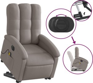 vidaXL Podnoszony fotel masujący, elektryczny, rozkładany, kolor taupe 6